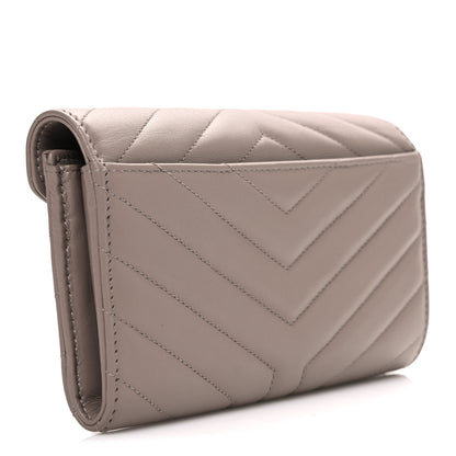 Saint Laurent Lambskin Y Quilted Monogram Large Loulou Flap Wallet Mink 3 of 7