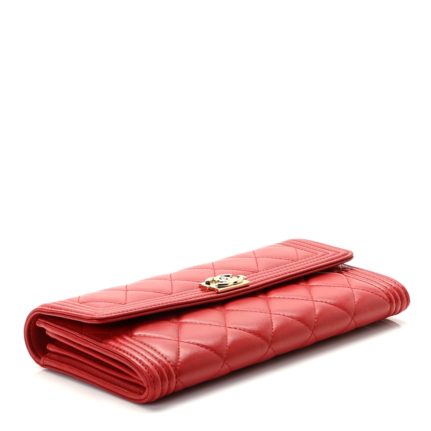Chanel Lambskin Quilted Boy Flap Wallet Red 7 of 9