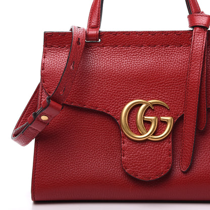 Gucci Calfskin Mini GG Marmont Top Handle Bag Vulcanic Red 9 of 11