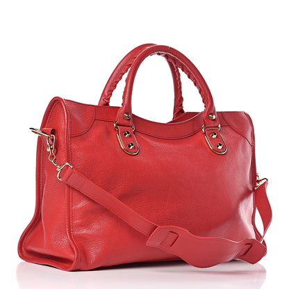 Balenciaga Chevre Gold Metallic Edge Hardware City Rouge Grenade 4 of 12