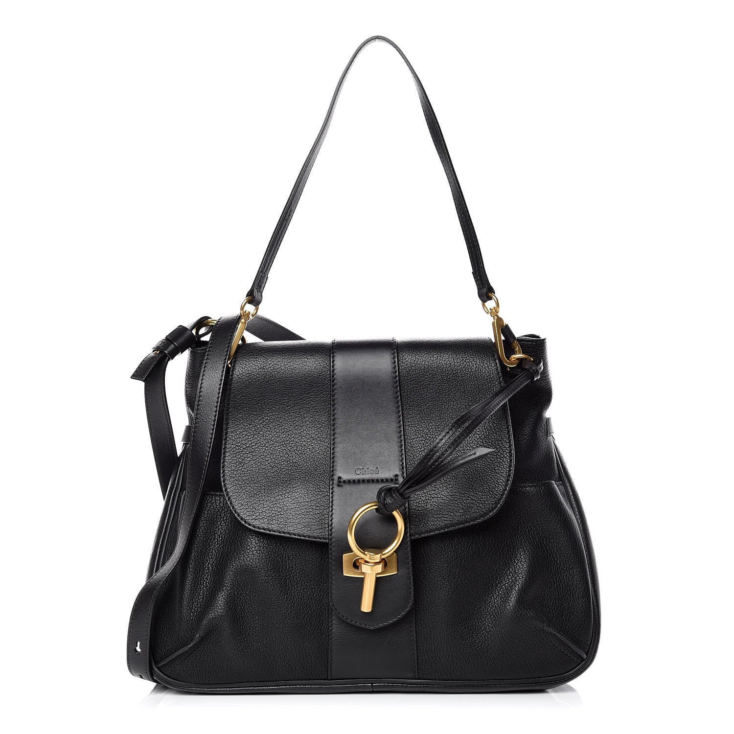 Chloe Grained Lambskin Calfskin Medium Lexa Shoulder Bag Black 1 of 19