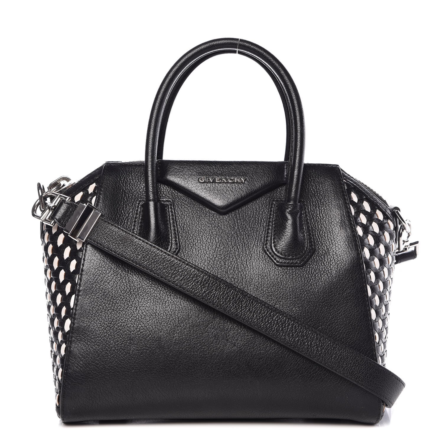 Givenchy Sugar Goatskin Woven Small Antigona Black White 1 of 14