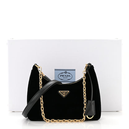 Prada Velvet Nappa Mini Re-Edition Shoulder Bag Black 12 of 12