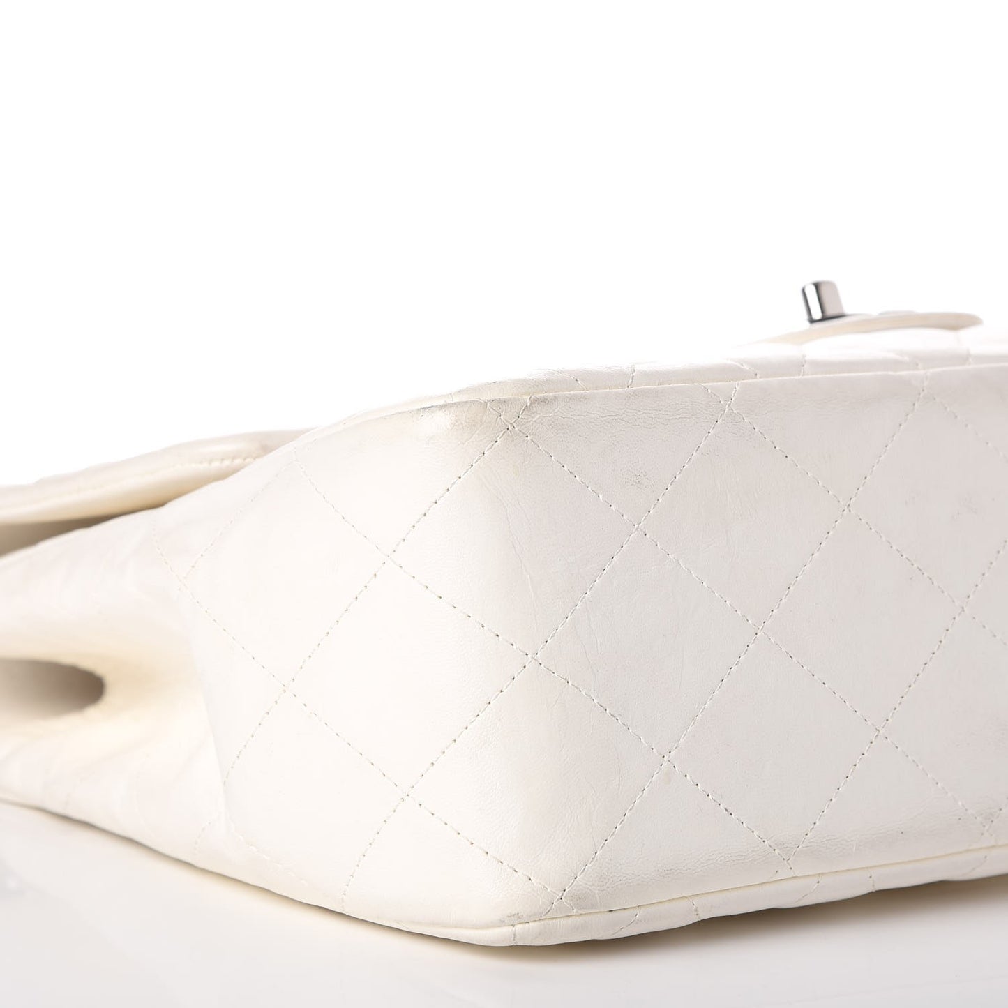 Lambskin Quilted Jumbo Single Flap White
