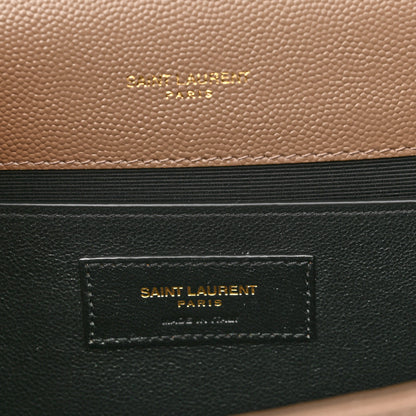 Saint Laurent Grain De Poudre Textured Mixed Matelasse Medium Triquilt Monogram Satchel Dark Latte 6 of 9