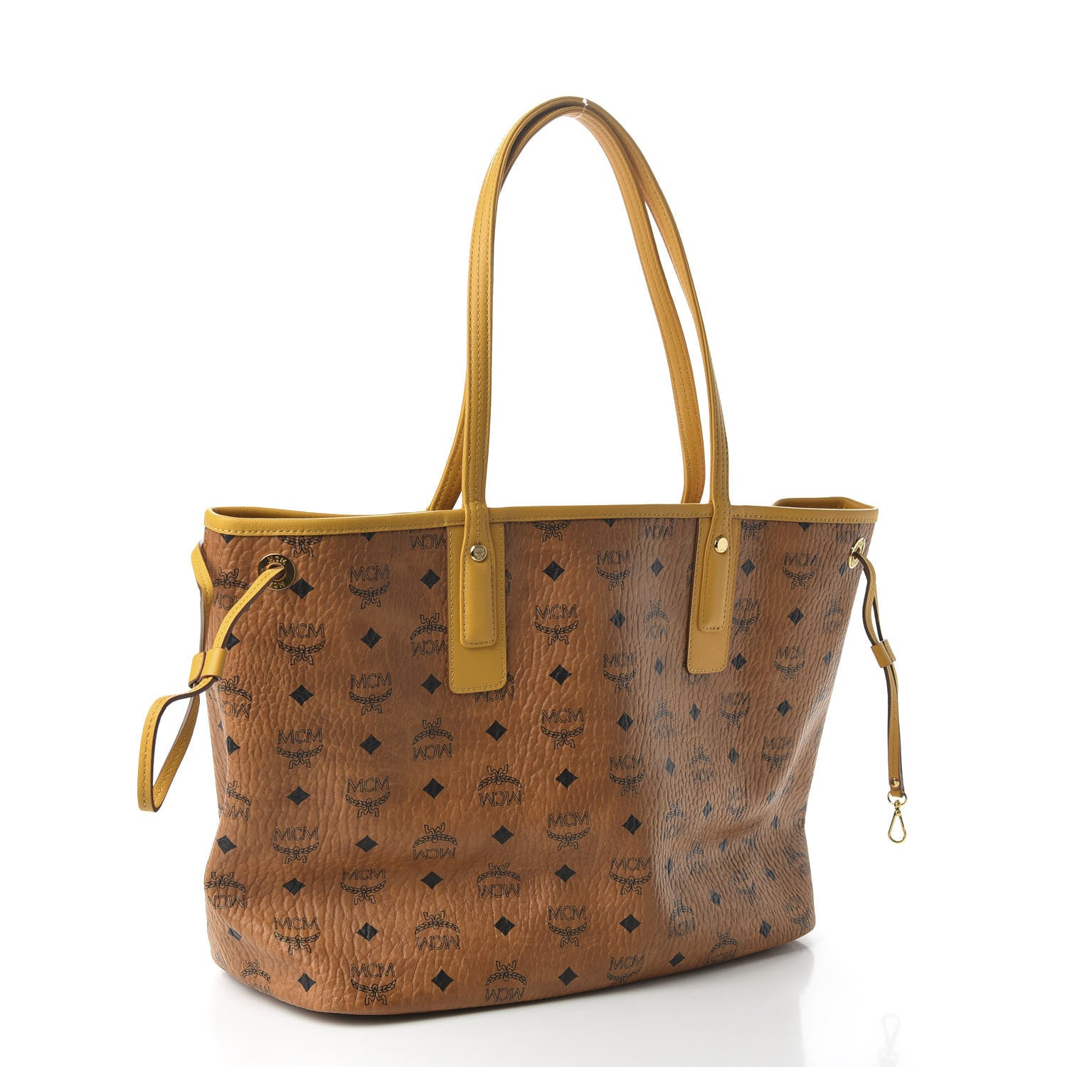 MCM Visetos Medium Liz Reversible Shopper Tote Cognac Yellow 3 of 16
