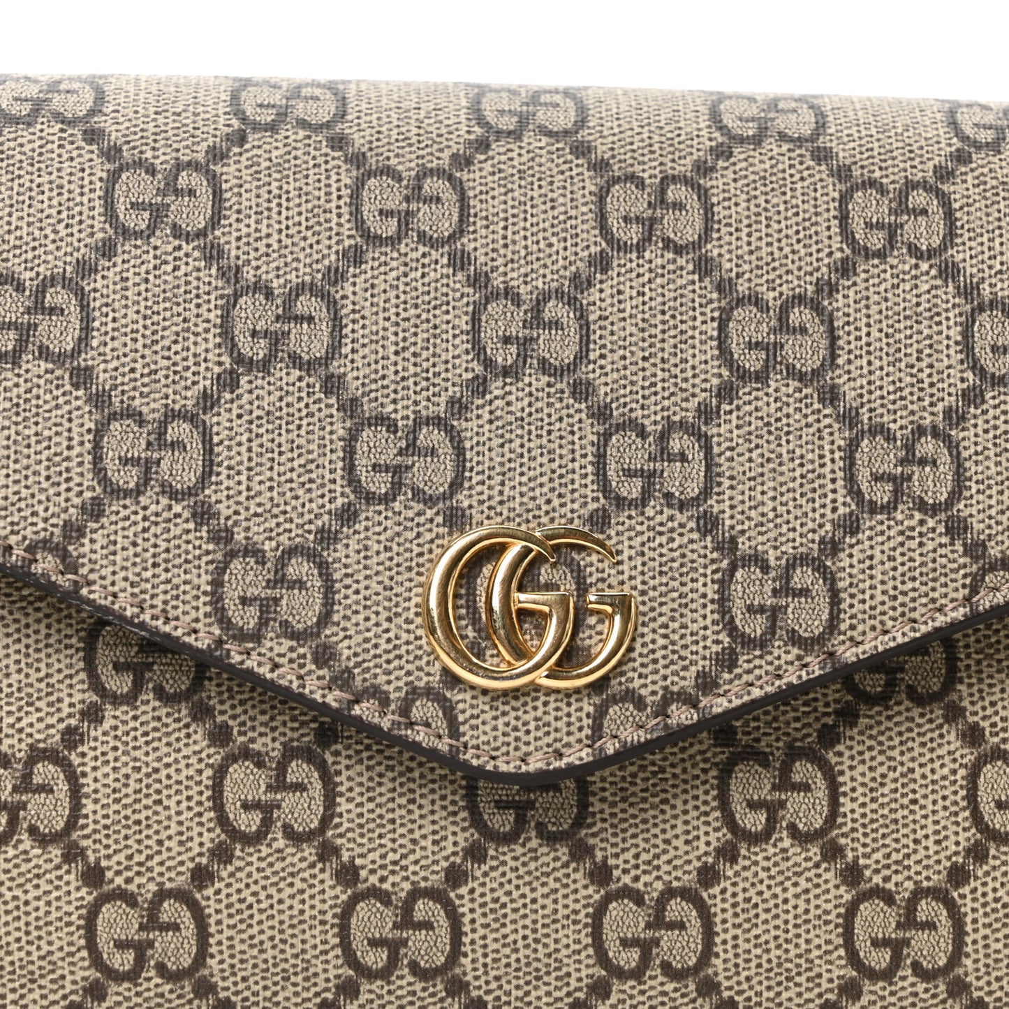 GG Supreme Monogram Textured Dollar Calfskin Web Mini Ophidia Envelope Shoulder Bag Beige Ebony