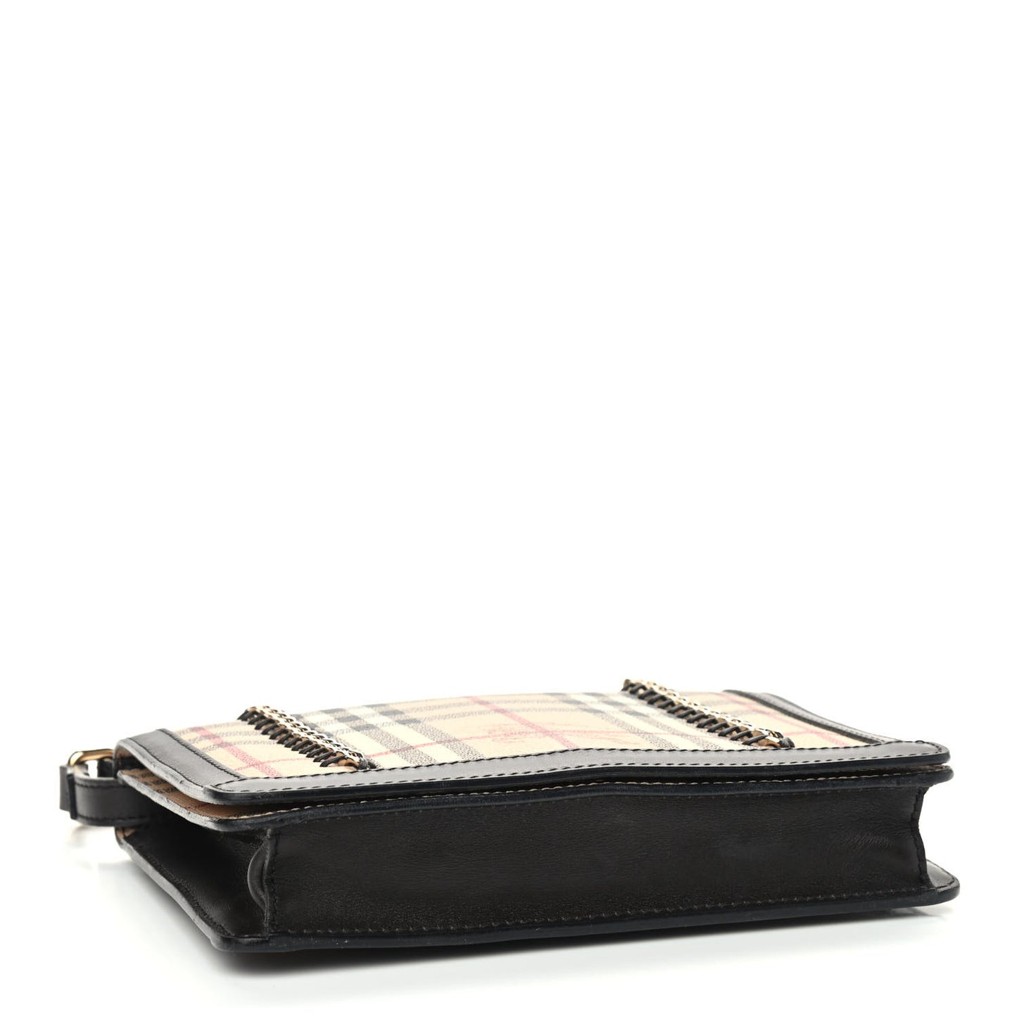 Haymarket Check Stitched Chain Crossbody Bag Black