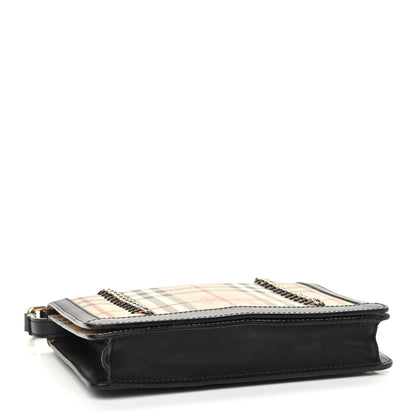 Burberry Haymarket Check Stitched Chain Crossbody Bag Black 4 of 10