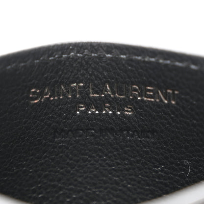 Saint Laurent Grain De Poudre Matelasse Chevron Monochrome Monogram Credit Card Case Black 6 of 7