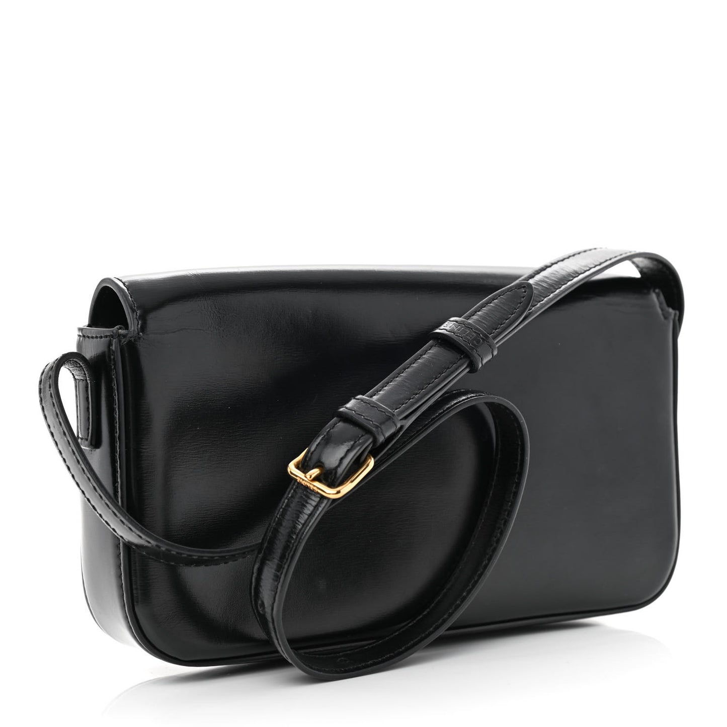 Shiny Calfskin Triomphe Shoulder Bag Black