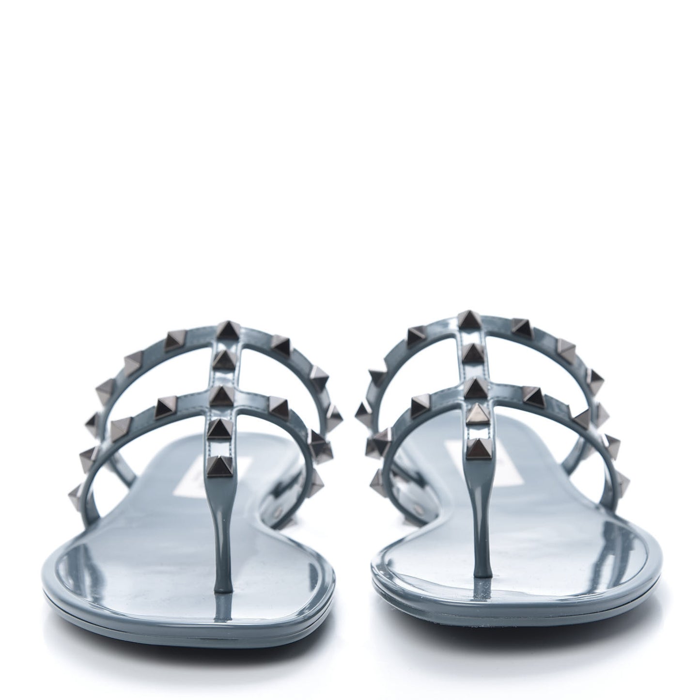 PVC Jelly Rockstud Caged Flat Thong Sandals 36 Blue