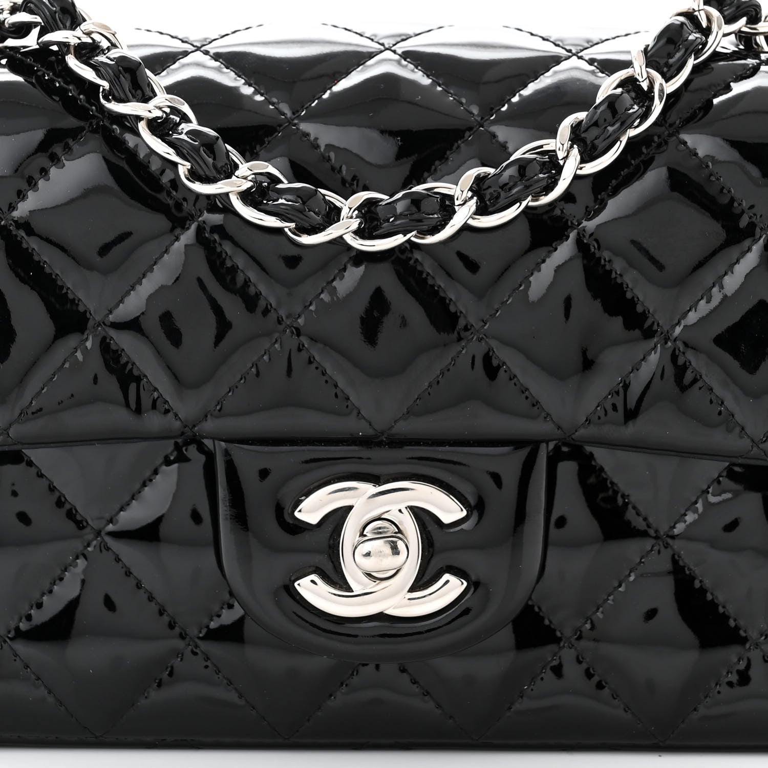 Chanel Patent Calfskin Quilted Mini Rectangular Flap Black 8 of 10