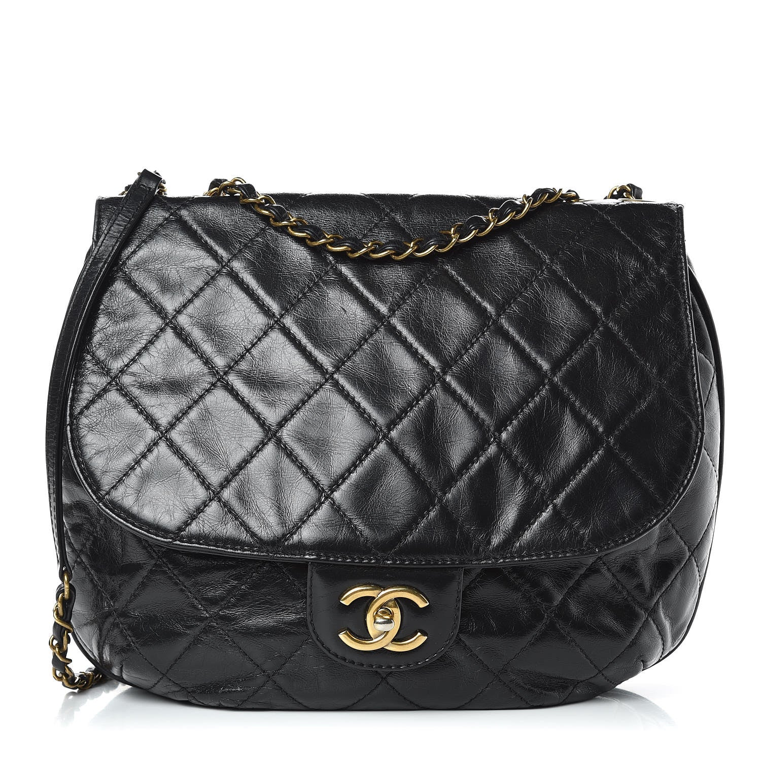 Chanel Aged Glazed Calfskin Quilted Large Bubble CC Flap Black 1 of 9