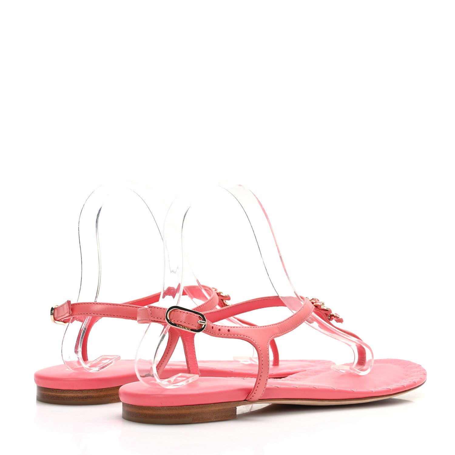 Chanel Lambskin Chain CC Logo Thong Sandals 40 Pink 4 of 7