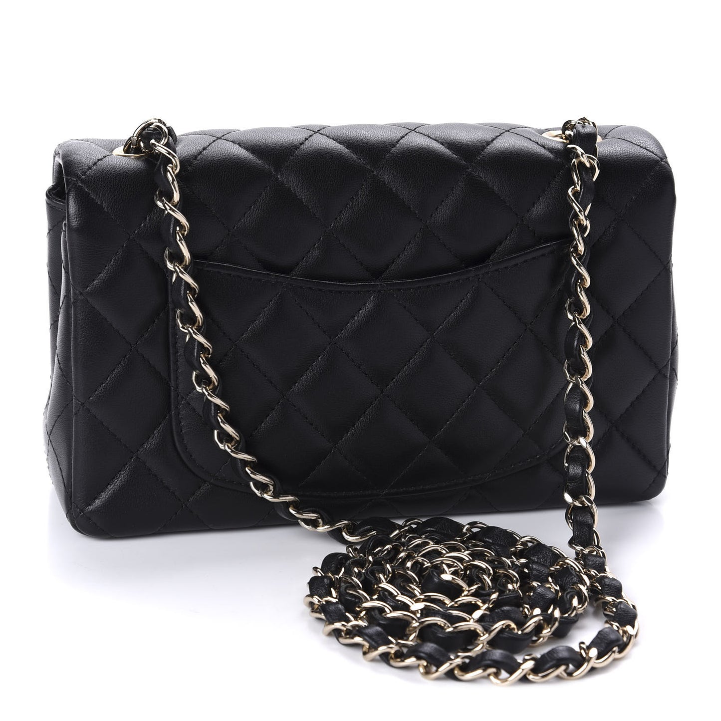 Lambskin Quilted Mini Rectangular Flap Black