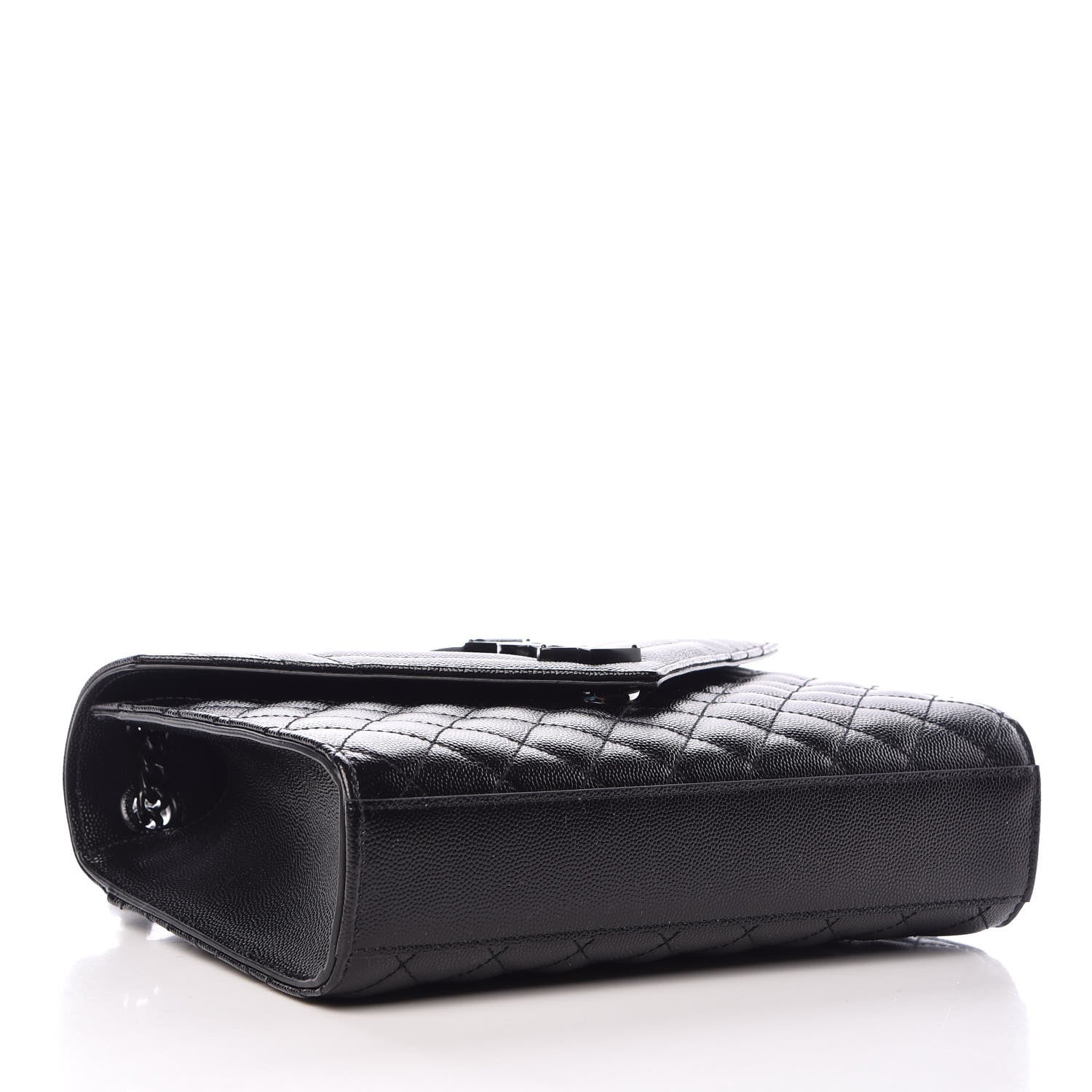 Saint Laurent Grain De Poudre Textured Mixed Matelasse Triquilt Medium Monogram Satchel Black 4 of 7