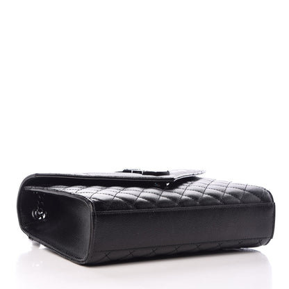 Saint Laurent Grain De Poudre Textured Mixed Matelasse Triquilt Medium Monogram Satchel Black 4 of 7