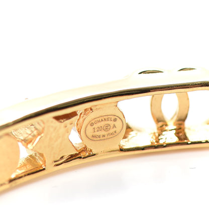 Chanel Pearl Crystal CC Star Cuff Bracelet Gold 4 of 4