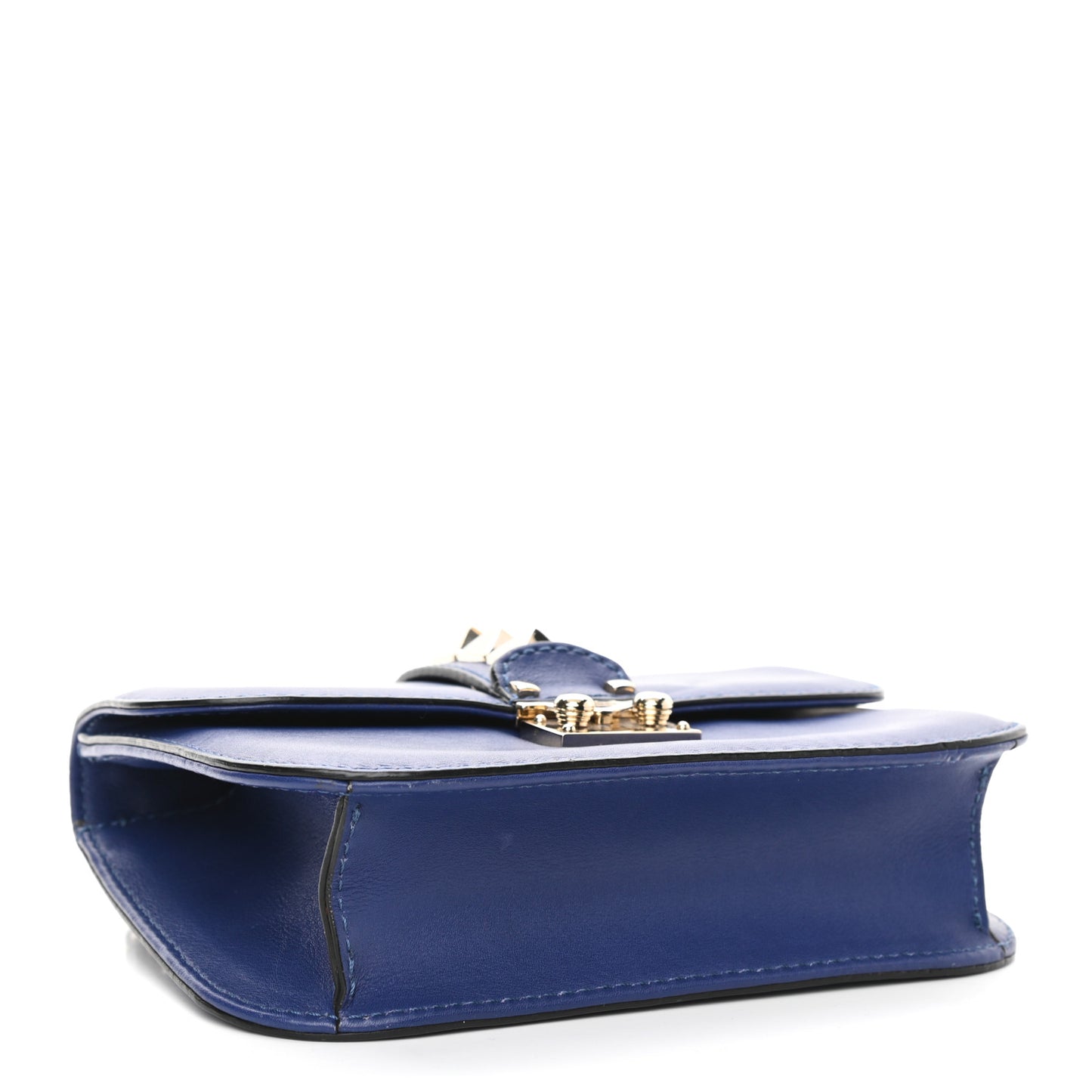 Vitello Small Glam Lock Rockstud Flap Blue China