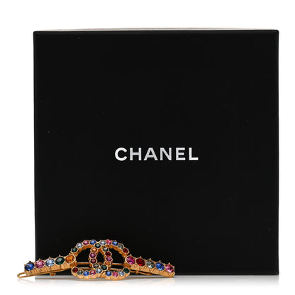 Chanel Crystal Over The Rainbow CC Hair Clip Barrette Gold Multicolor 5 of 5