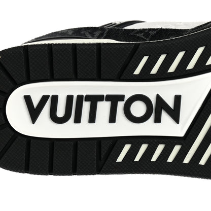 Louis Vuitton Calfskin Monogram Denim Mens LV Trainer Sneakers 8.5 Black 6 of 15