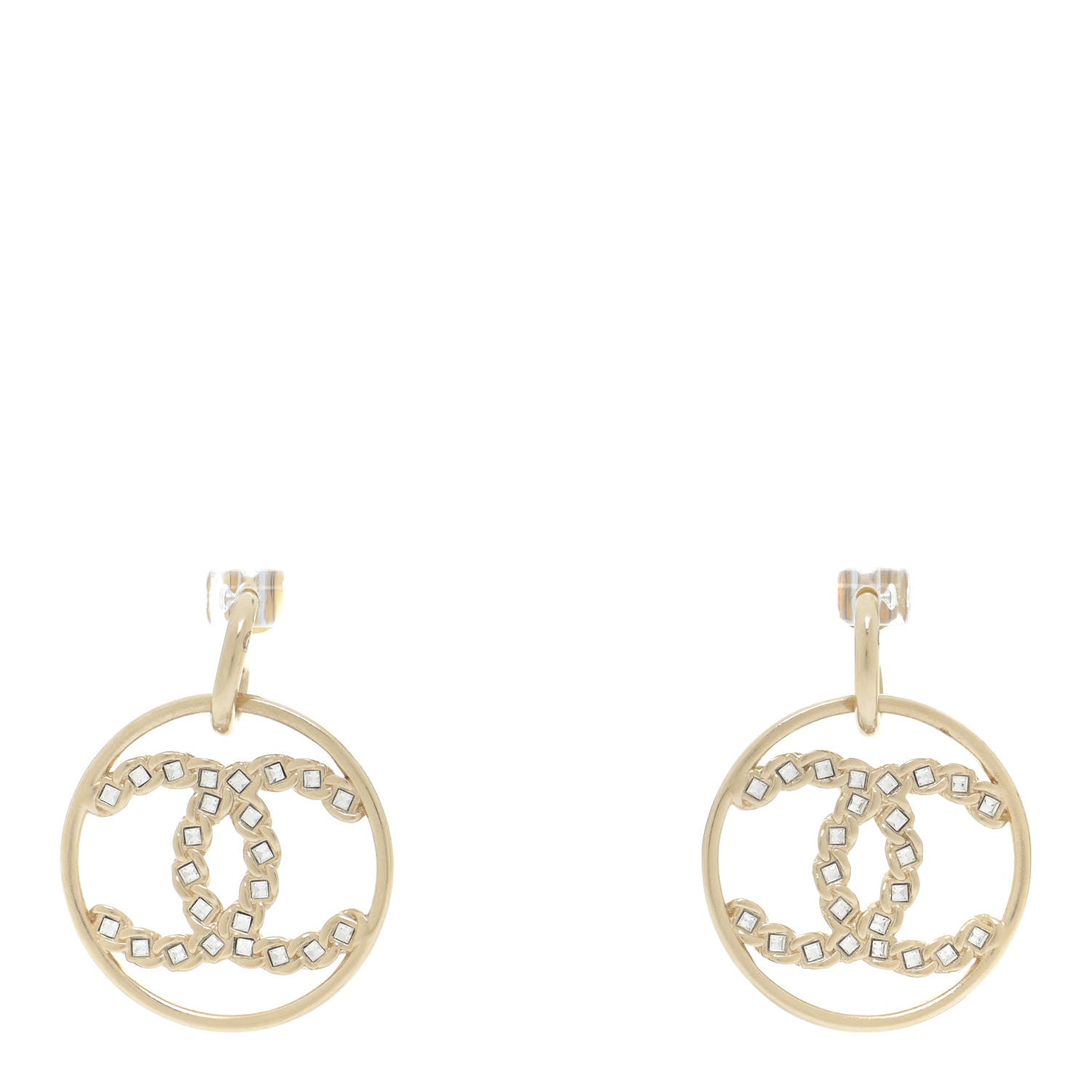 Chanel Baguette Crystal High Society CC Drop Earrings Gold 1 of 5