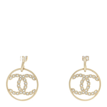 Chanel Baguette Crystal High Society CC Drop Earrings Gold 1 of 5