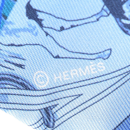 Hermes Silk Cheval Phoenix Twilly Marine Ciel Cobalt 4 of 6