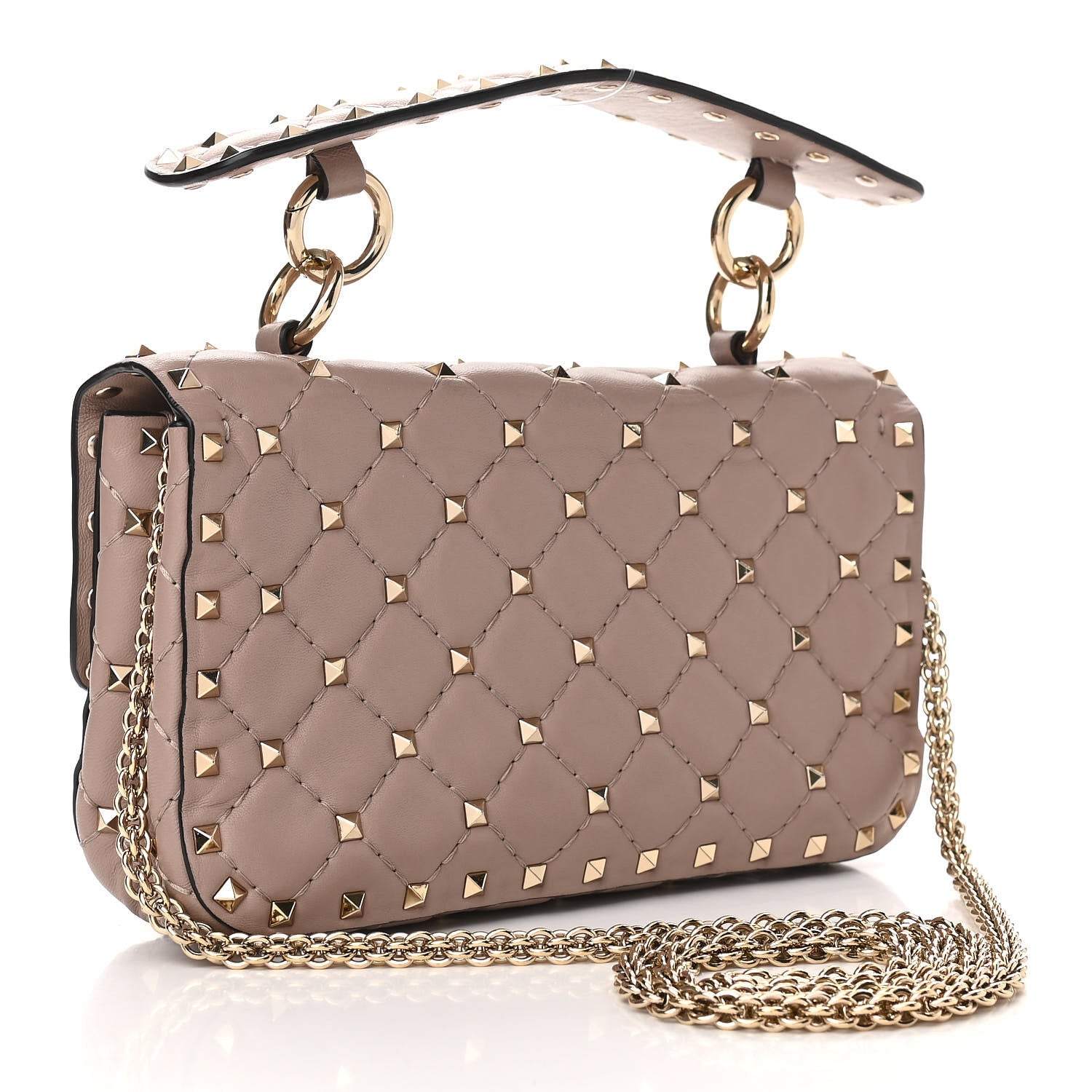 Valentino Garavani Nappa Small Rockstud Spike Shoulder Bag Poudre 3 of 10