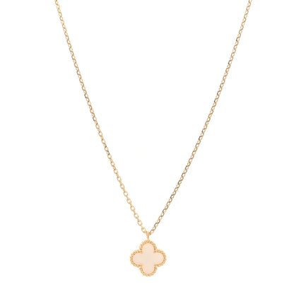 Van Cleef & Arpels 18K Yellow Gold Mother of Pearl Sweet Alhambra Pendant Necklace 1 of 4