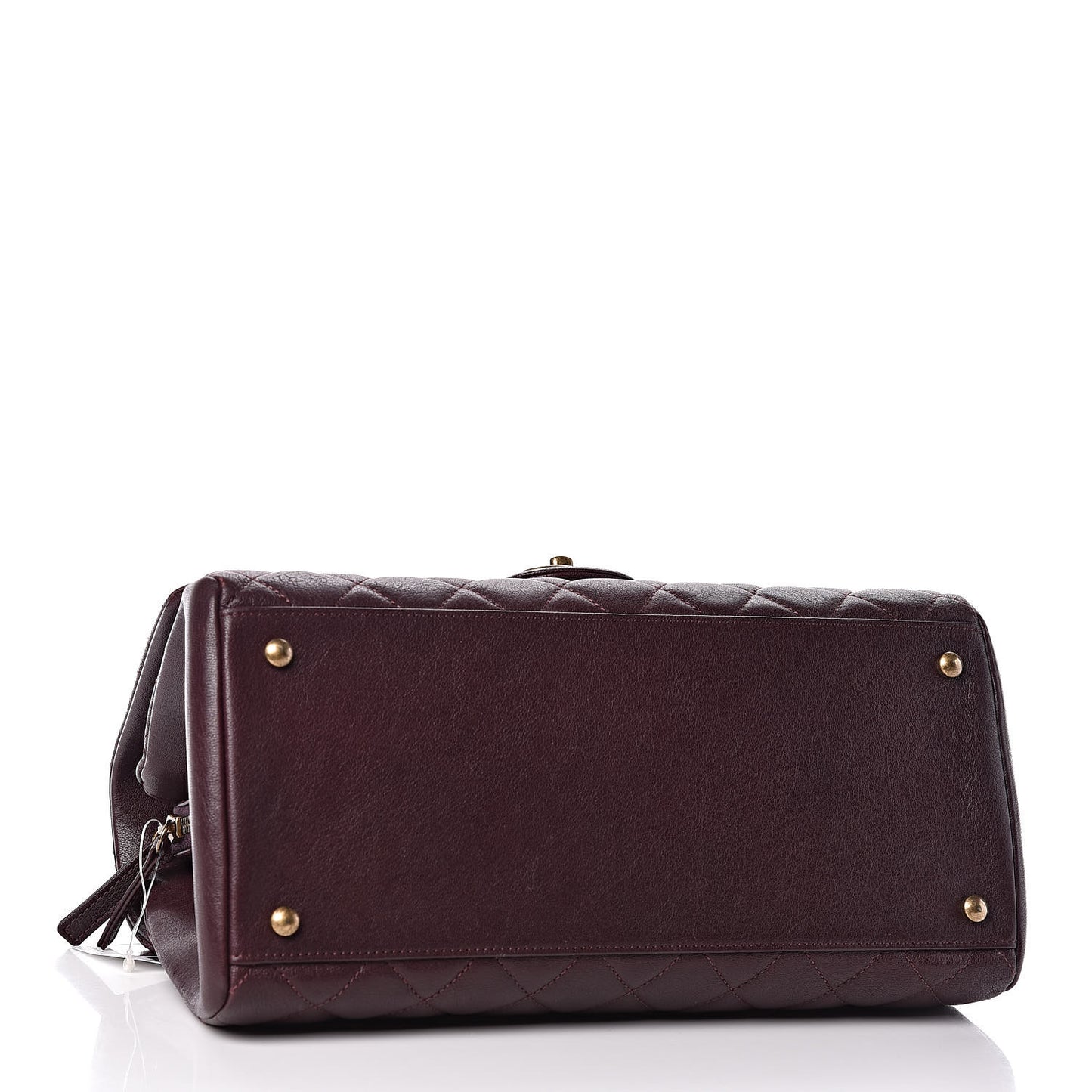 Shiny Sheepskin Quilted Large Trapezio Flap Dark Burgundy