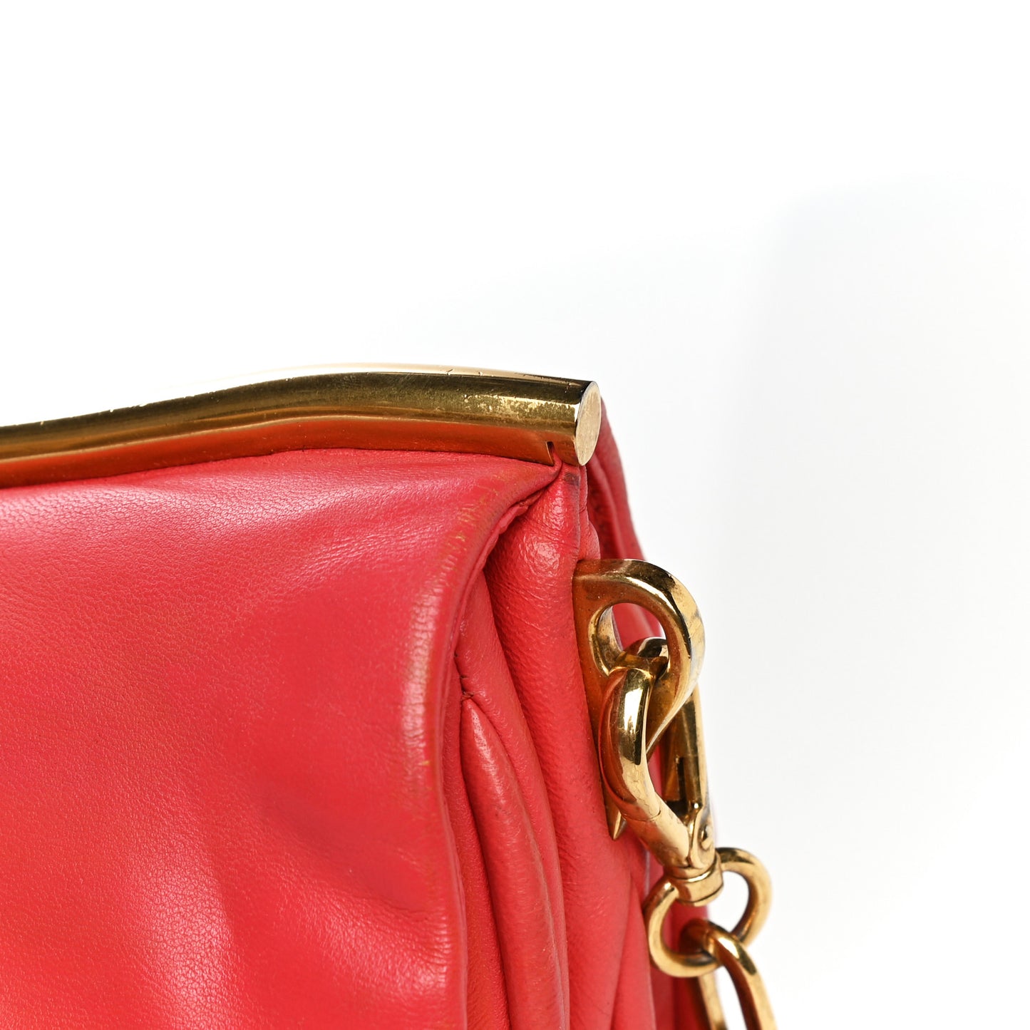 Nappa Shoulder Bag With Chain Red