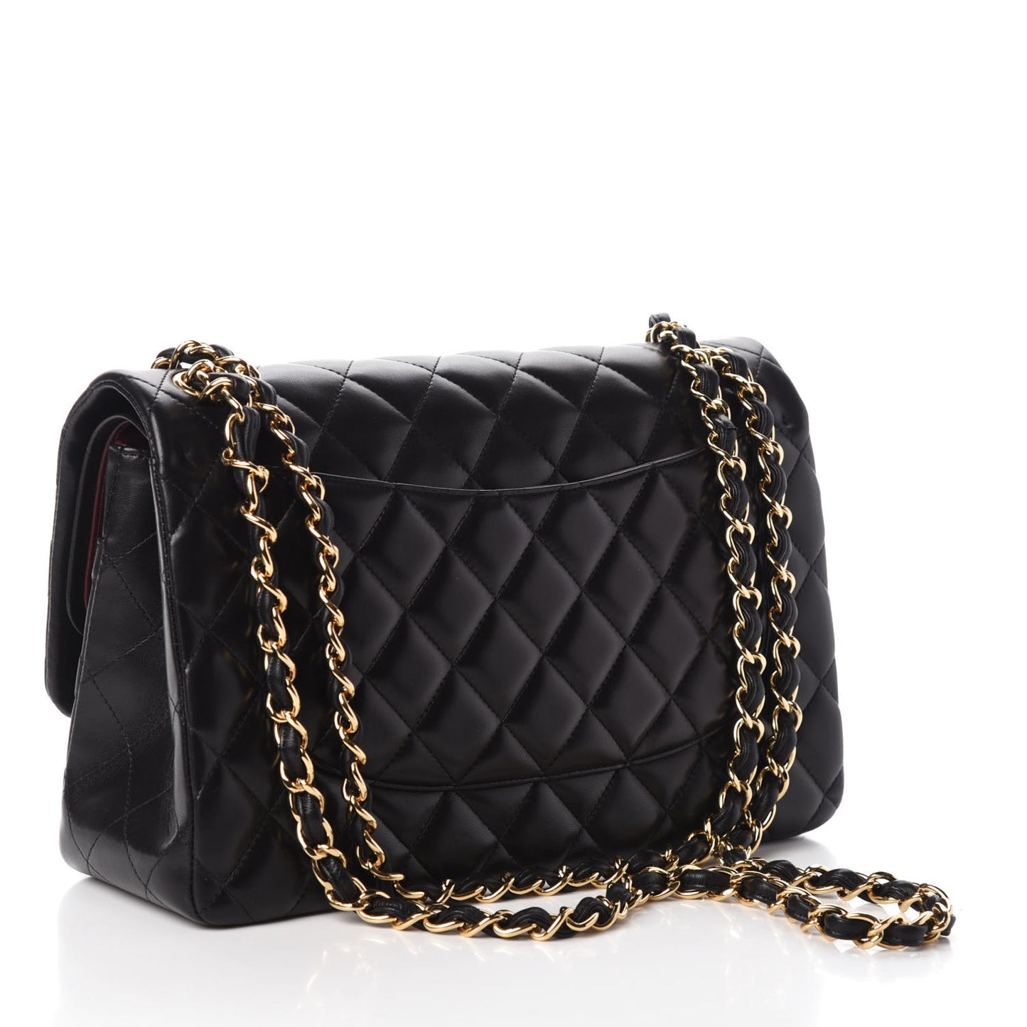 Lambskin Quilted Jumbo Double Flap Black