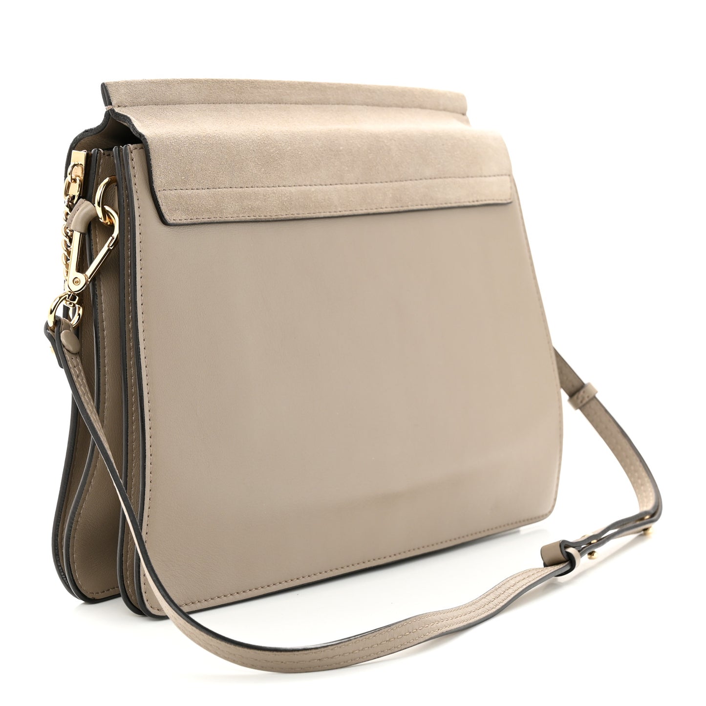 Calfskin Suede Medium Faye Shoulder Bag Motty Grey