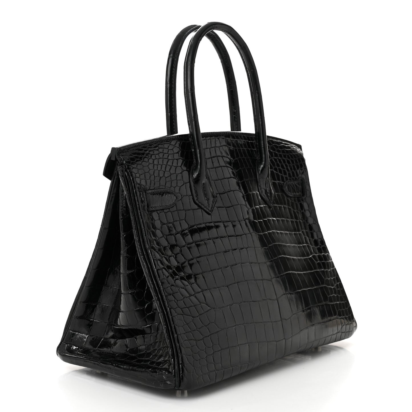 Shiny Porosus Crocodile Birkin 30 Black