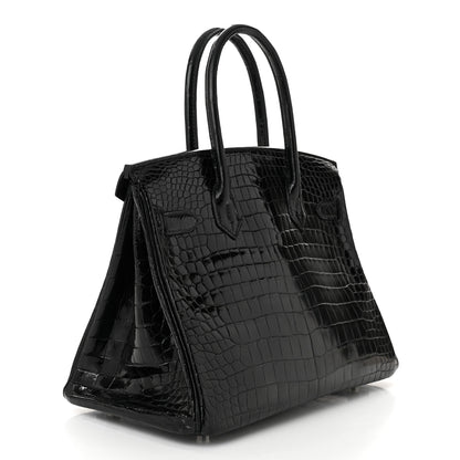 Hermes Shiny Porosus Crocodile Birkin 30 Black 3 of 12
