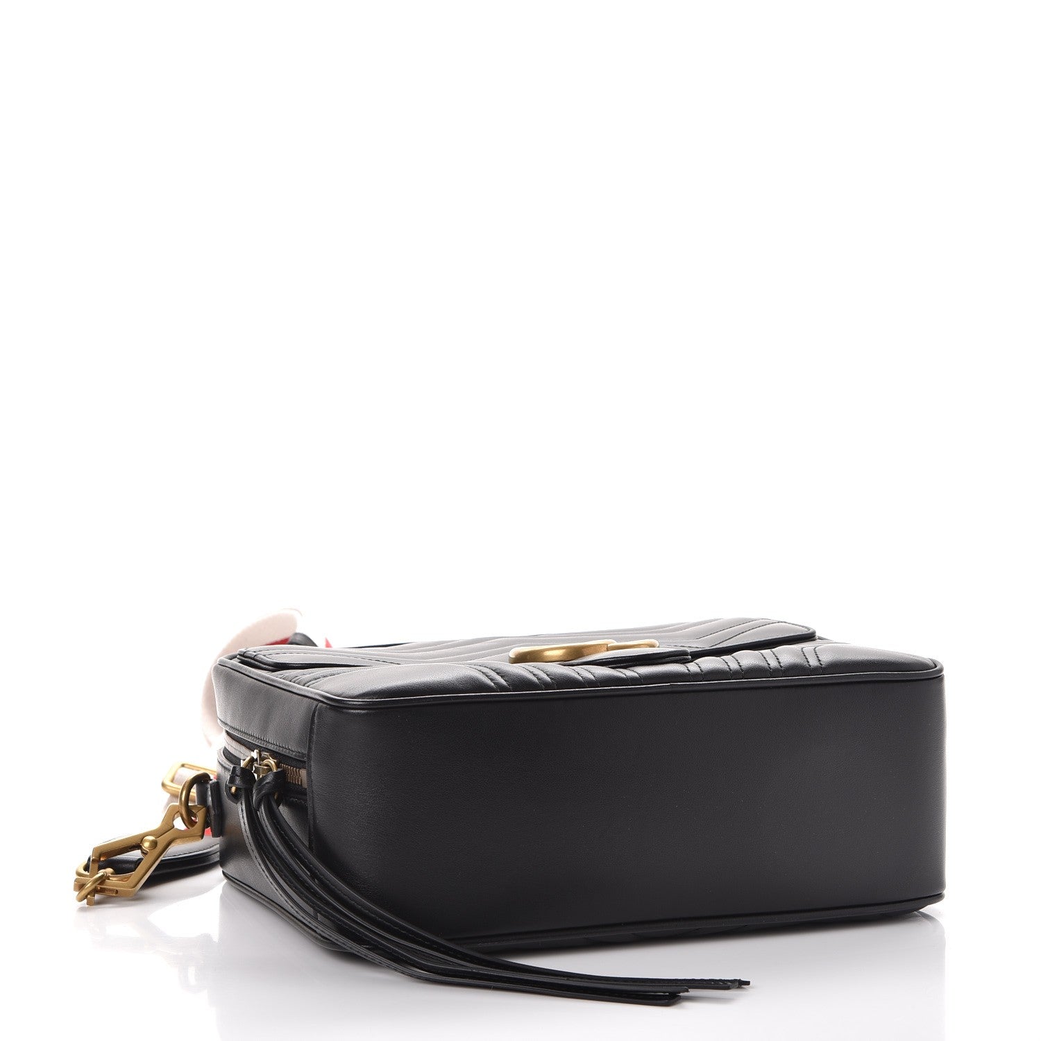 Gucci Calfskin Matelasse Sylvie Web Small GG Marmont Top Handle Shoulder Bag Black 4 of 8