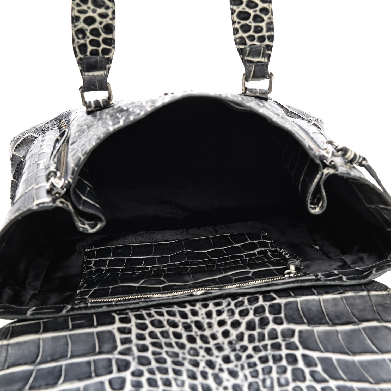 3.1 Phillip Lim 3.1 Calfskin Crocodile Embossed Large Pashli Satchel Antique Grey 5 of 7