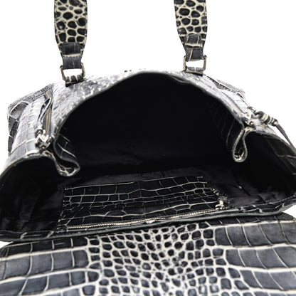 3.1 Phillip Lim 3.1 Calfskin Crocodile Embossed Large Pashli Satchel Antique Grey 5 of 7