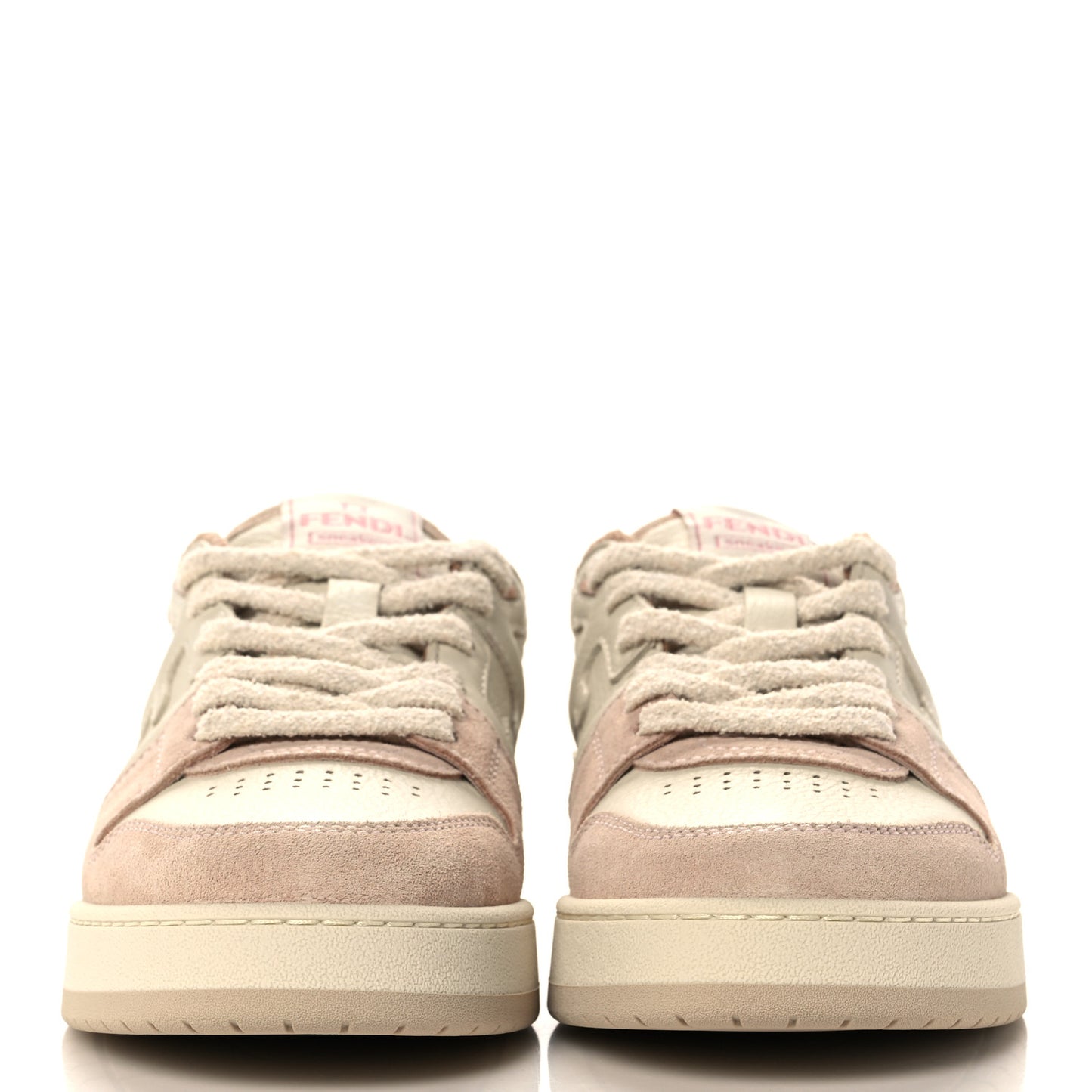 Suede Vitello Fendi Match Low Top Sneakers 38.5 Nudo White Garza Rosa