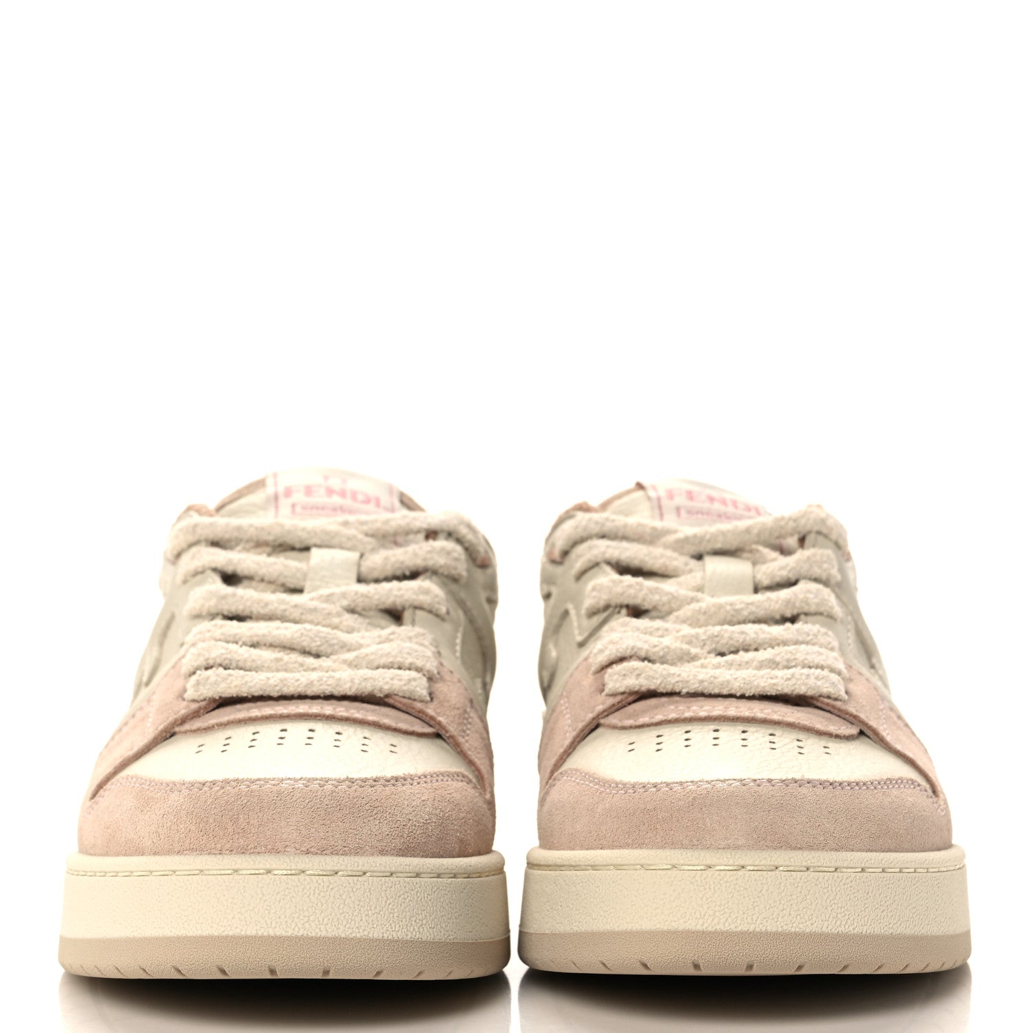 Fendi Suede Vitello Fendi Match Low Top Sneakers 38.5 Nudo White Garza Rosa 2 of 8