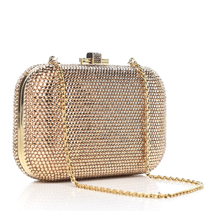 Judith Leiber Swarovski Crystal Minaudiere Clutch Gold 3 of 9