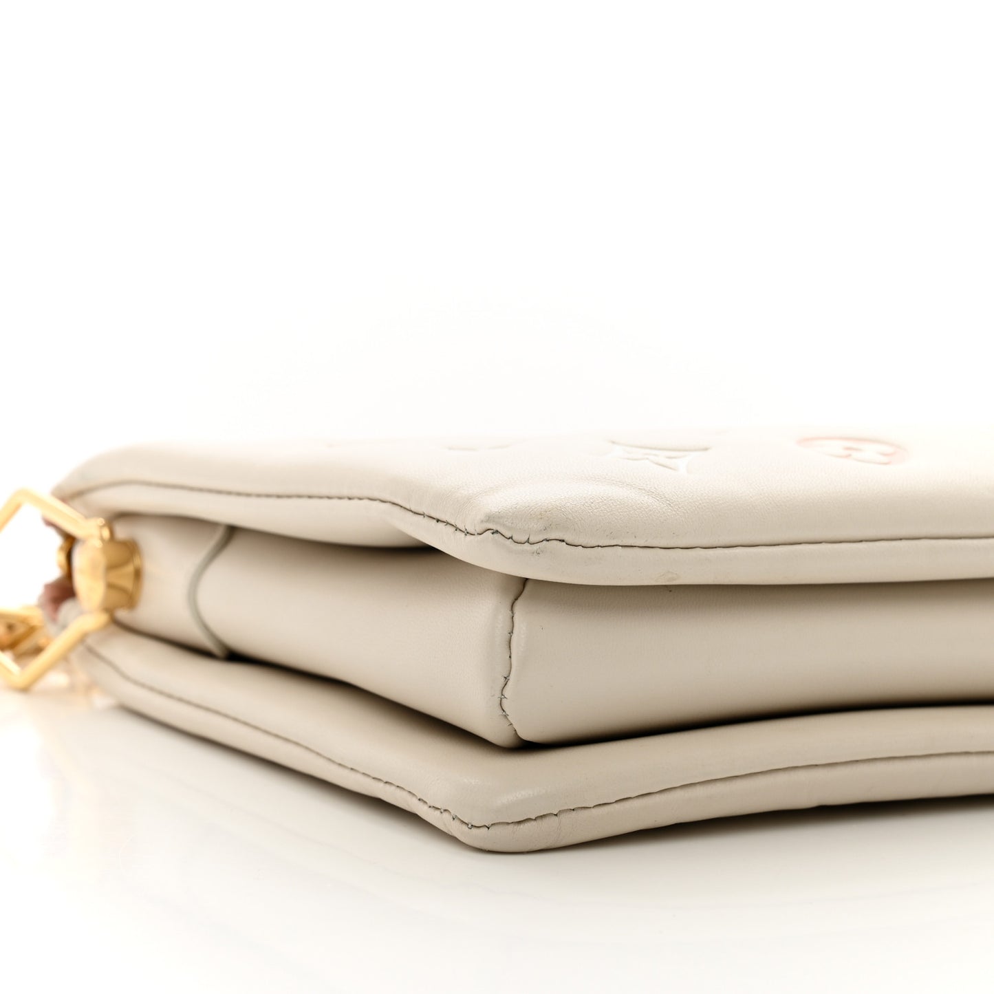 Lambskin Embossed Monogram Coussin PM Natural Creme