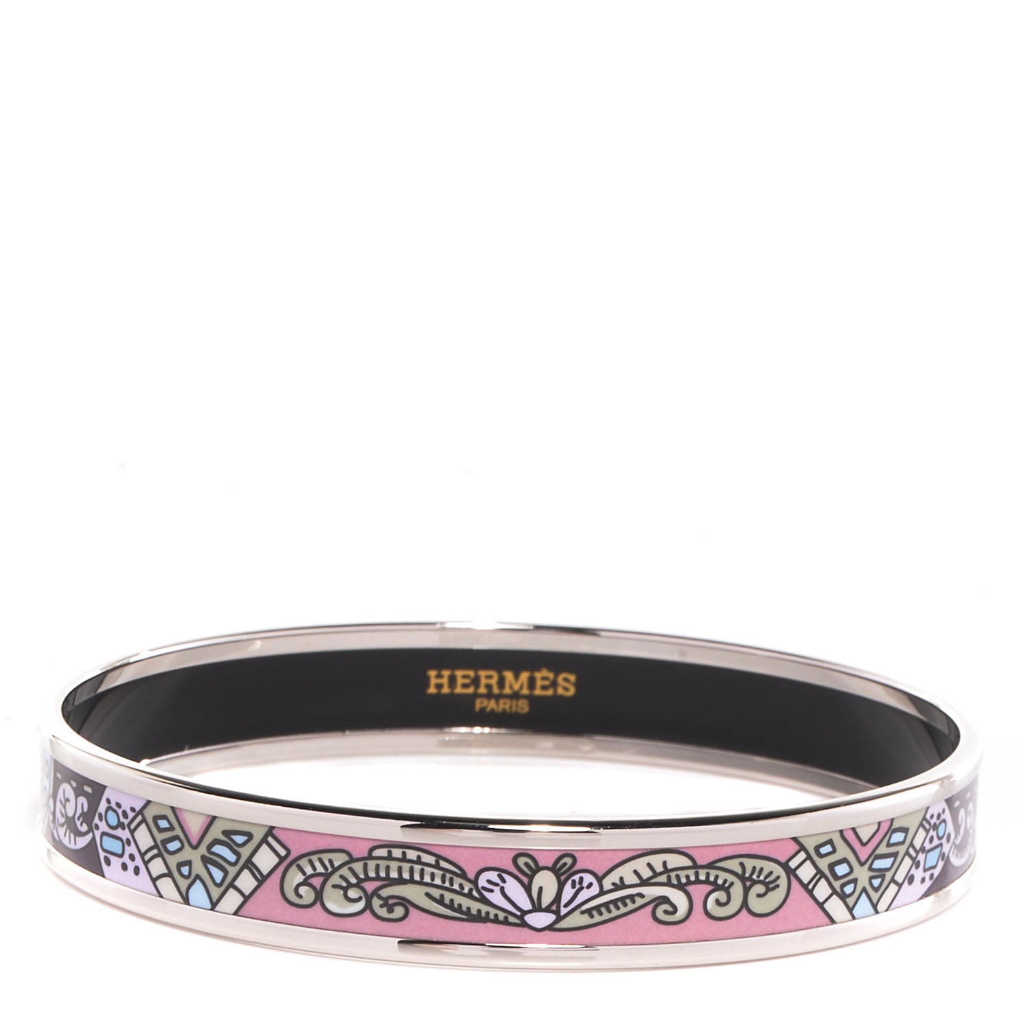 Hermes Enamel Narrow Printed Bracelet 65 Pink 1 of 6