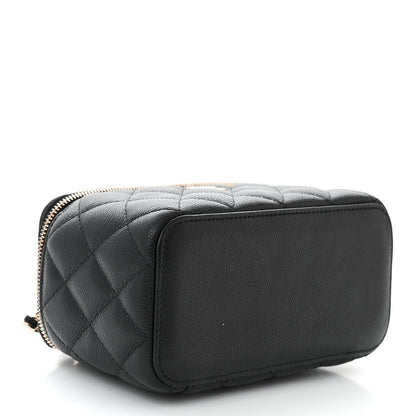 Chanel Caviar Quilted Small Tiny CC Vanity Case With Chain Black 4 of 12
