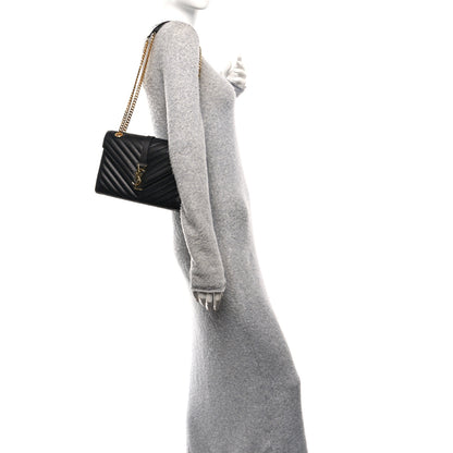 Saint Laurent Grain De Poudre Matelasse Chevron Medium Monogram Satchel Black Black 2 of 10