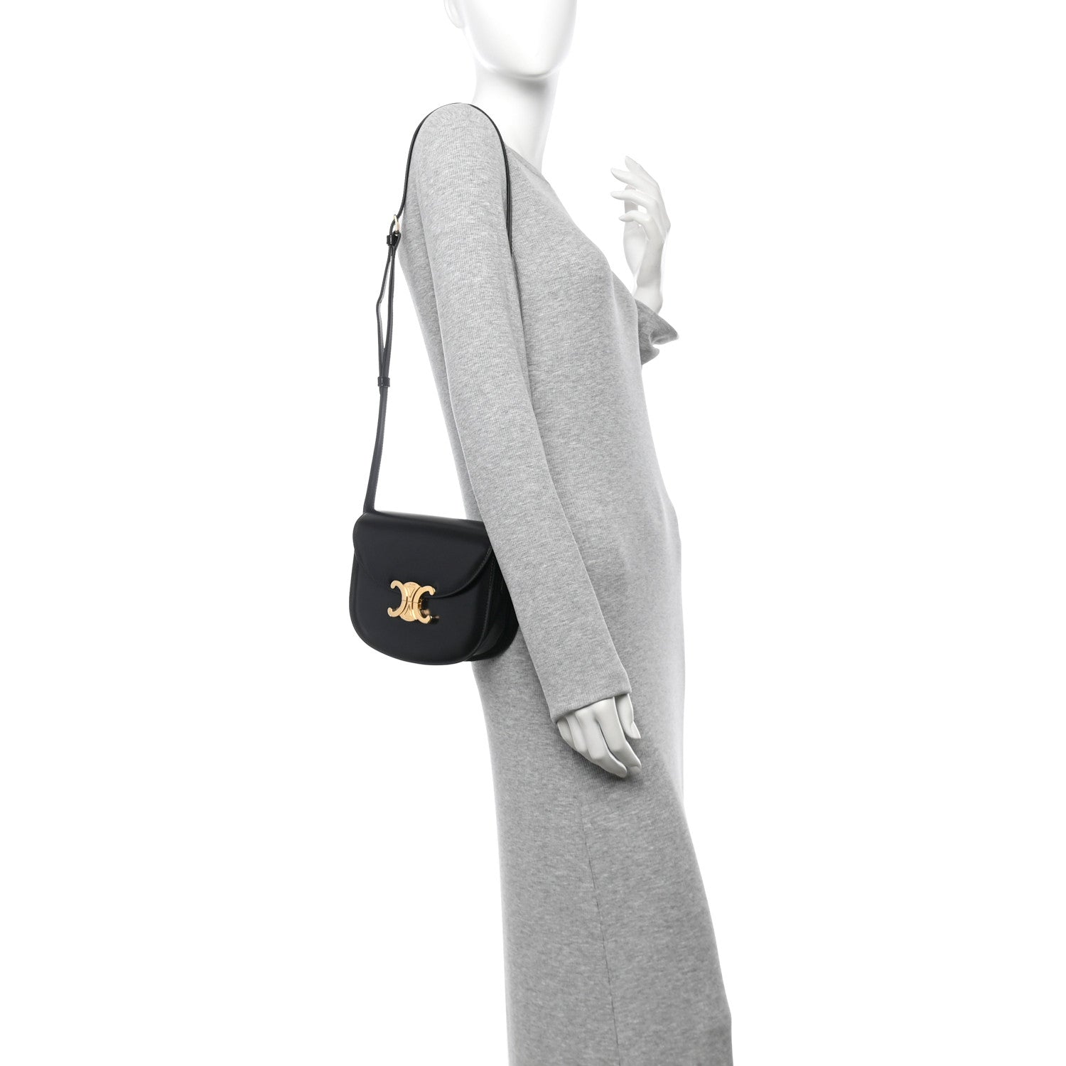 Celine Shiny Calfskin Besace Clea Triomphe Black 2 of 12