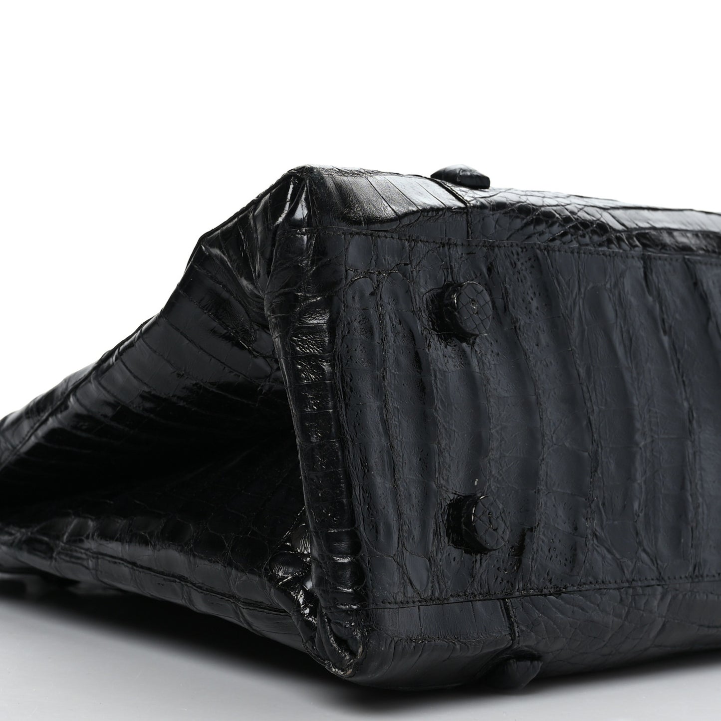 Crocodile Studded Tote Black