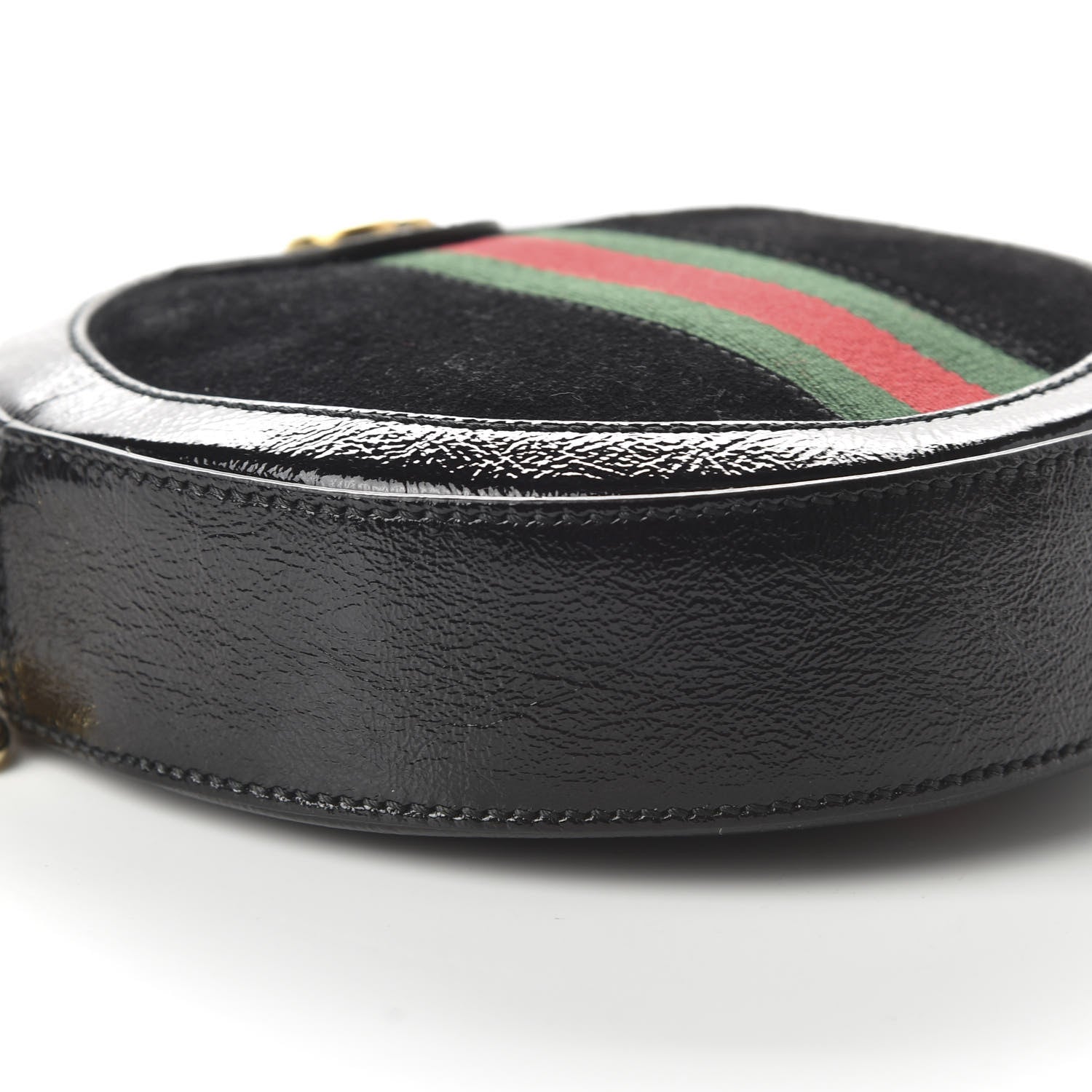 Gucci Suede Patent Web Mini Ophidia Round Shoulder Bag Black 6 of 10